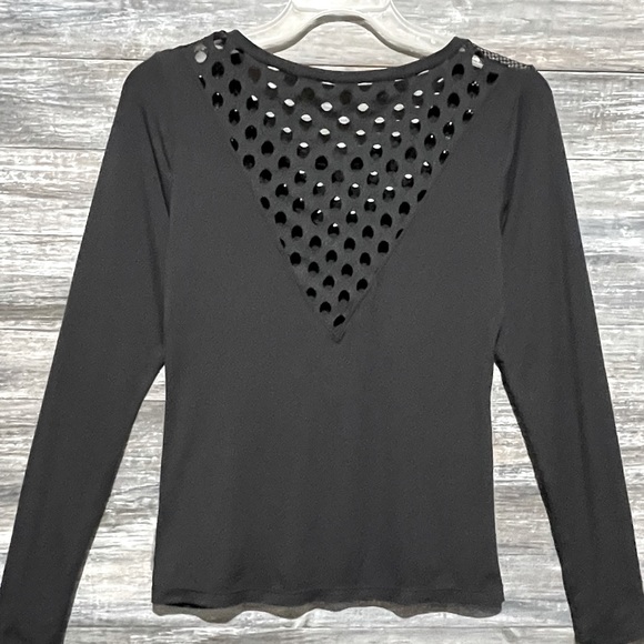 Splits59 Black Sexy Cut Out Mesh Long Sleeve Athletic Gym Running Top Size XS - Picture 6 of 11